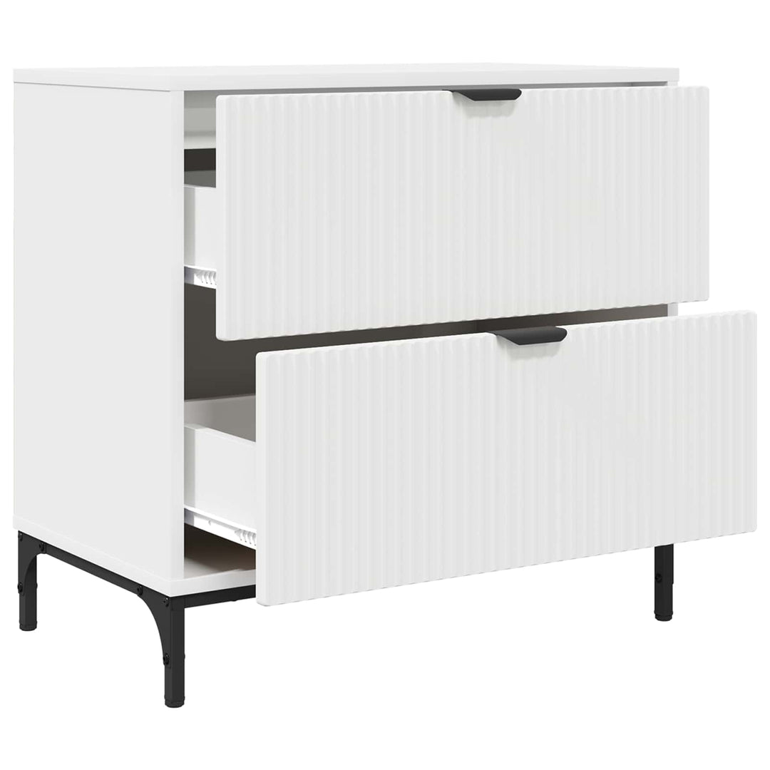 Sengebord med skuffe Hvid 63.5 x 36 x 61 cm Konstrueret træ