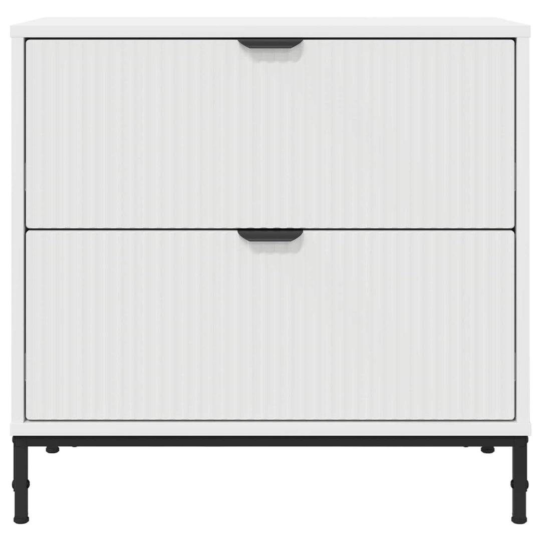 Sengebord med skuffe Hvid 63.5 x 36 x 61 cm Konstrueret træ