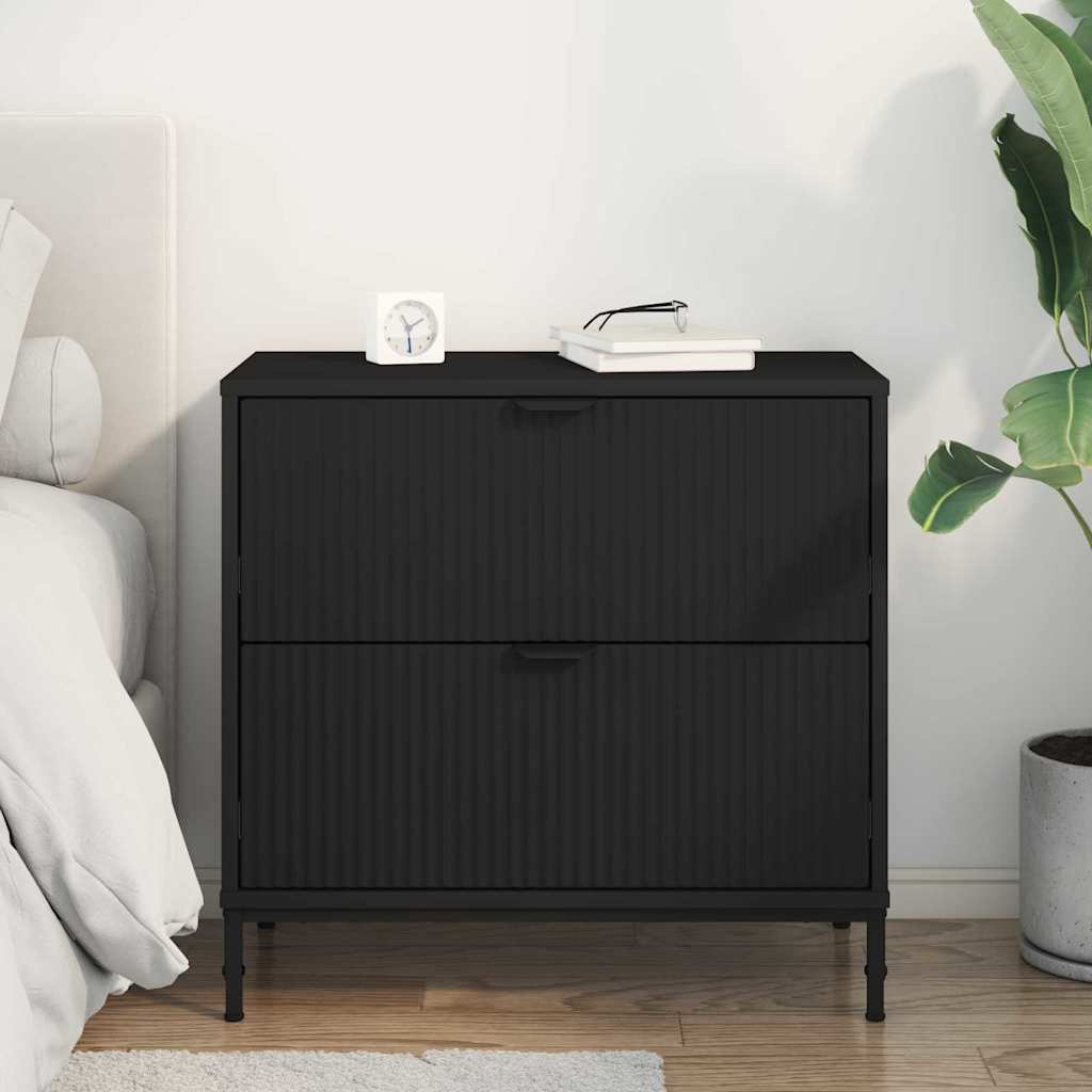 Sengebord med skuffe Sort 63.5 x 36 x 61 cm Konstrueret træ