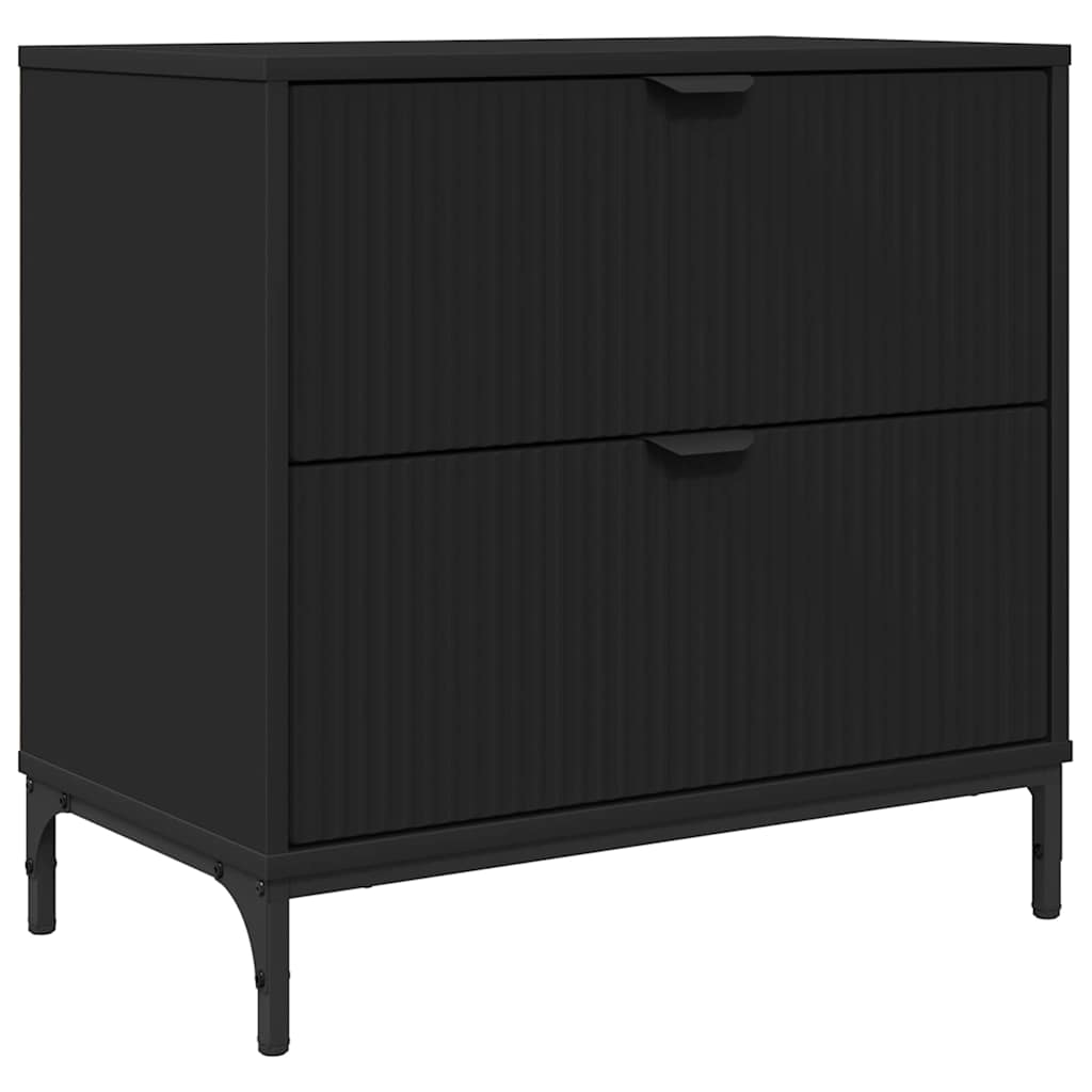 Sengebord med skuffe Sort 63.5 x 36 x 61 cm Konstrueret træ