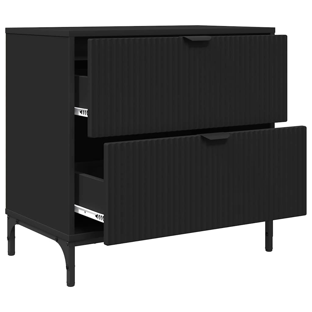 Sengebord med skuffe Sort 63.5 x 36 x 61 cm Konstrueret træ