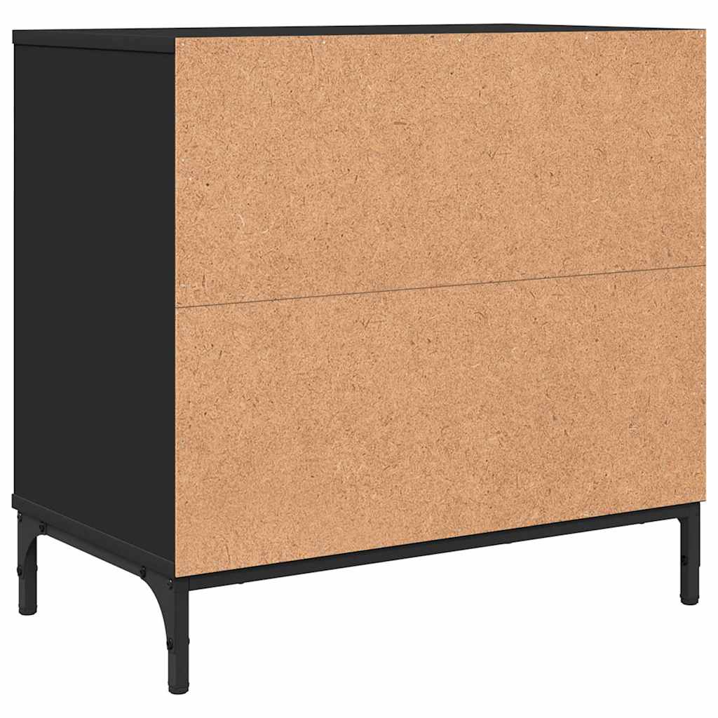 Sengebord med skuffe Sort 63.5 x 36 x 61 cm Konstrueret træ