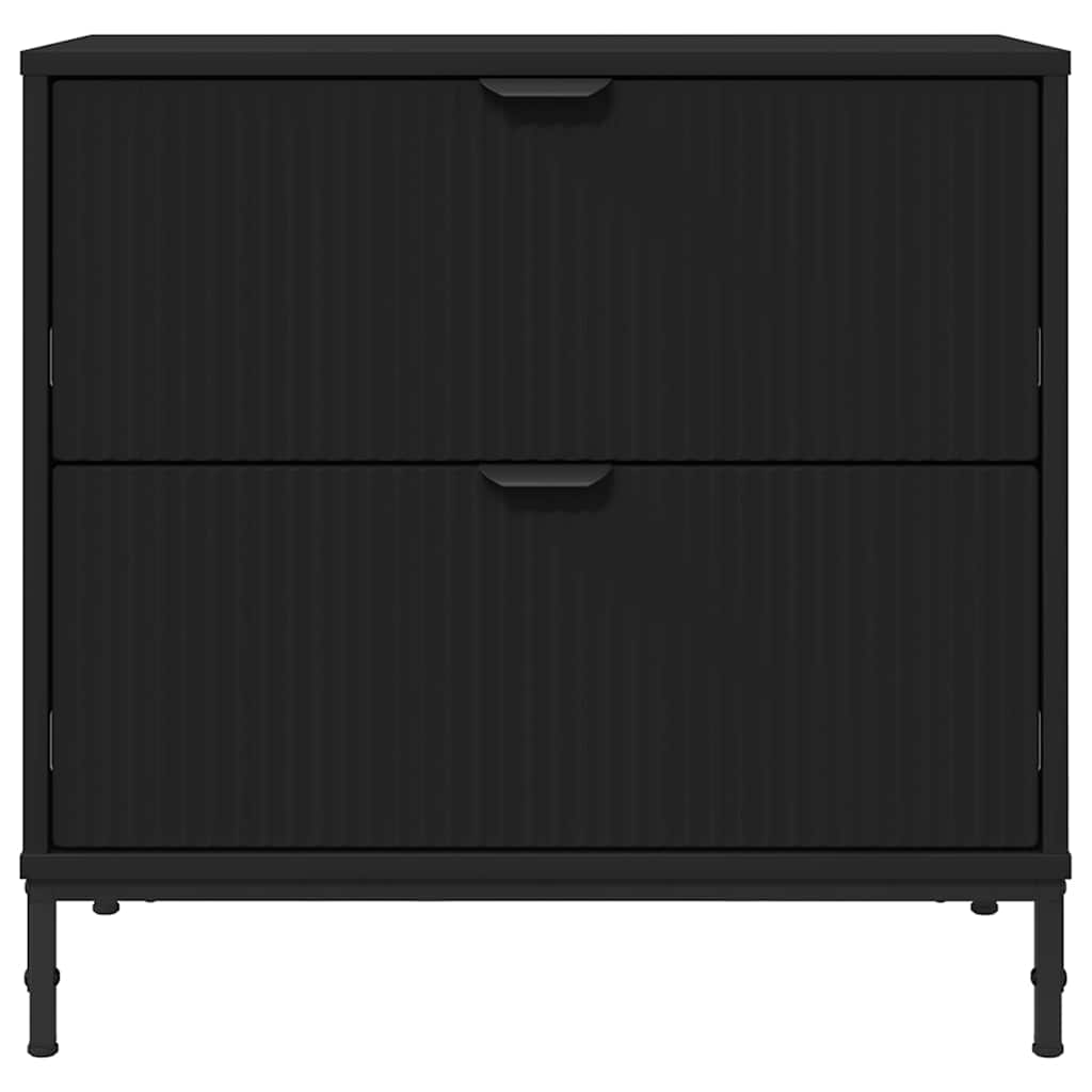 Sengebord med skuffe Sort 63.5 x 36 x 61 cm Konstrueret træ