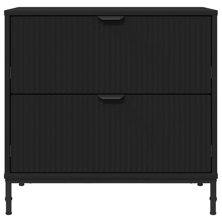 Sengebord med skuffe Sort 63.5 x 36 x 61 cm Konstrueret træ