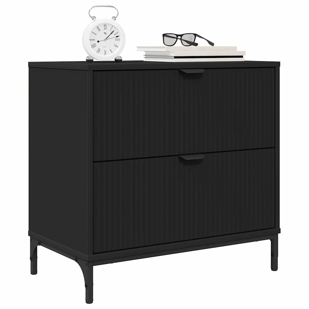 Sengebord med skuffe Sort 63.5 x 36 x 61 cm Konstrueret træ