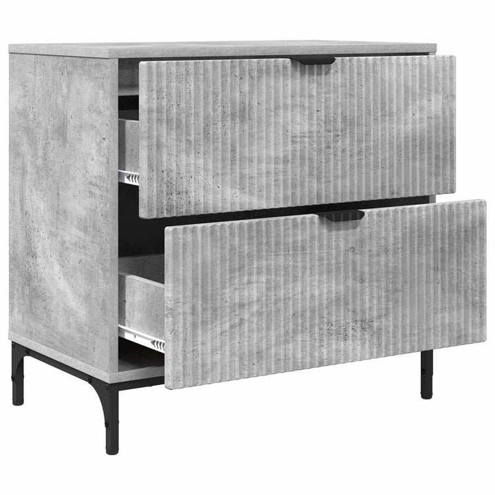 Sengebord med skuffe Betongrå 63.5 x 36 x 61 cm Konstrueret træ