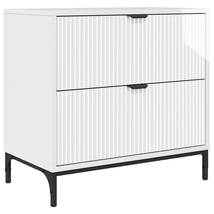 Sengebord Hvid højglans 63.5 x 36 x 61 cm Konstrueret træ