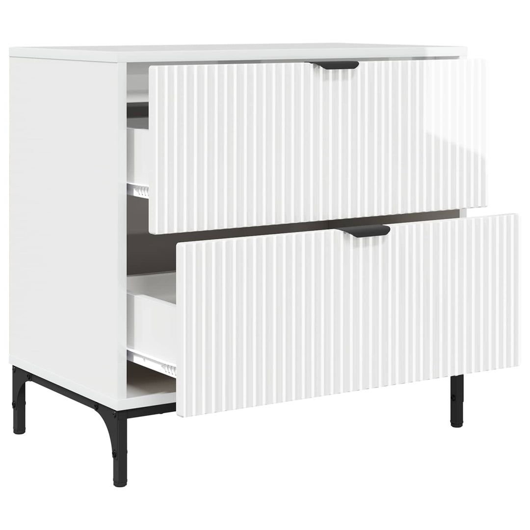 Sengebord Hvid højglans 63.5 x 36 x 61 cm Konstrueret træ