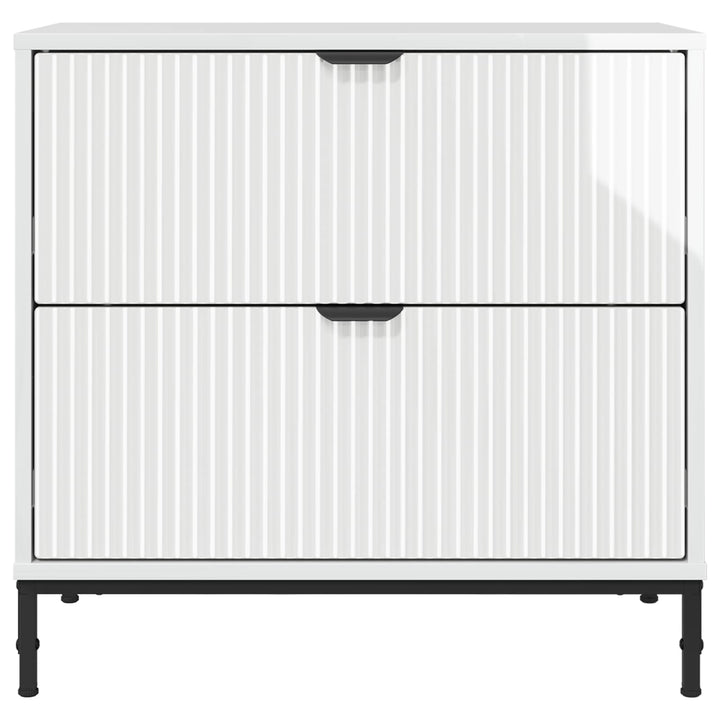 Sengebord Hvid højglans 63.5 x 36 x 61 cm Konstrueret træ