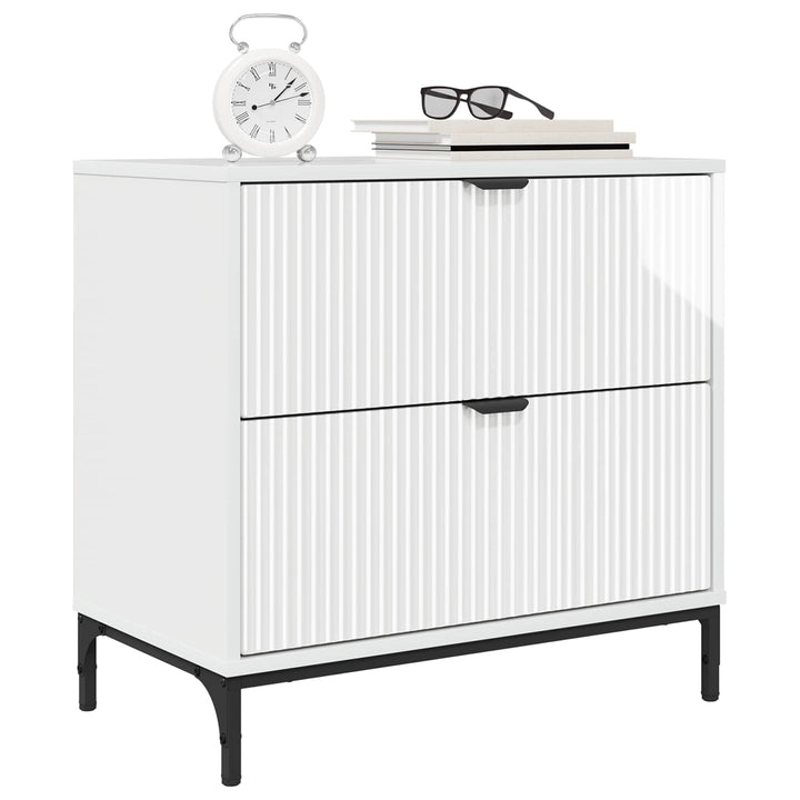 Sengebord Hvid højglans 63.5 x 36 x 61 cm Konstrueret træ