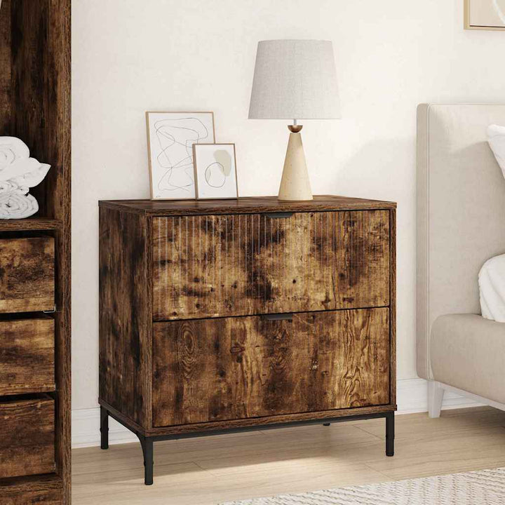 Sengebord med skuffe Røget eg 63.5 x 36 x 61 cm Konstrueret træ
