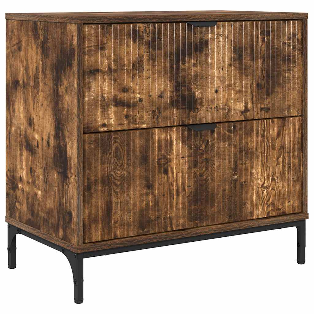 Sengebord med skuffe Røget eg 63.5 x 36 x 61 cm Konstrueret træ