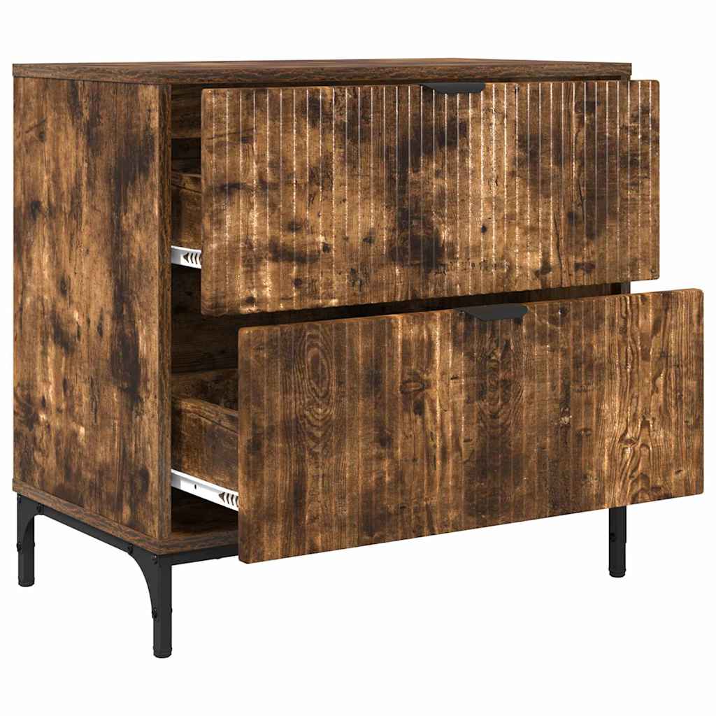 Sengebord med skuffe Røget eg 63.5 x 36 x 61 cm Konstrueret træ