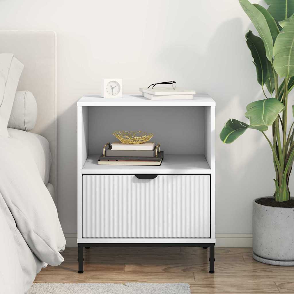 Natskab med skuffe Hvid 49 x 36 x 61 cm Konstrueret træ