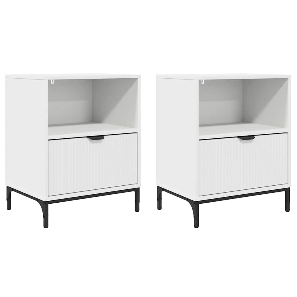 Natskab med skuffe 2 pcs Hvid 49 x 36 x 61 cm Konstrueret træ