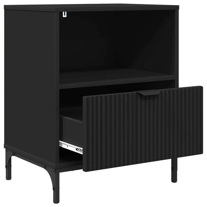 Natskab med skuffe 2 pcs Sort 49 x 36 x 61 cm Konstrueret træ