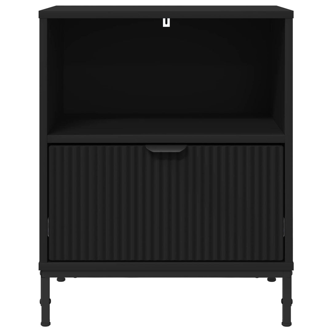 Natskab med skuffe 2 pcs Sort 49 x 36 x 61 cm Konstrueret træ