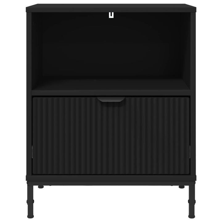 Natskab med skuffe 2 pcs Sort 49 x 36 x 61 cm Konstrueret træ