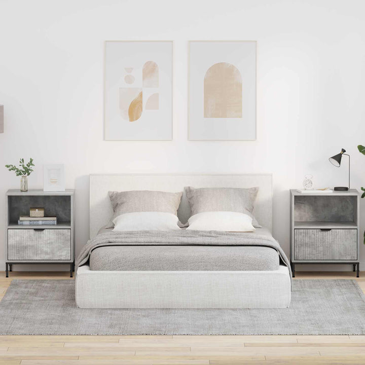 Natskab 2 pcs Betongrå 49 x 36 x 61 cm Konstrueret træ