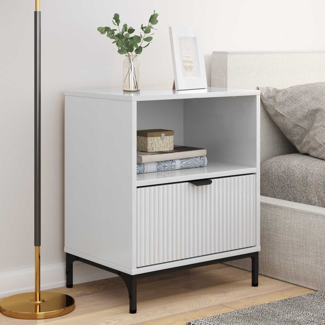 Natskab 2 pcs Hvid højglans 49 x 36 x 61 cm Konstrueret træ