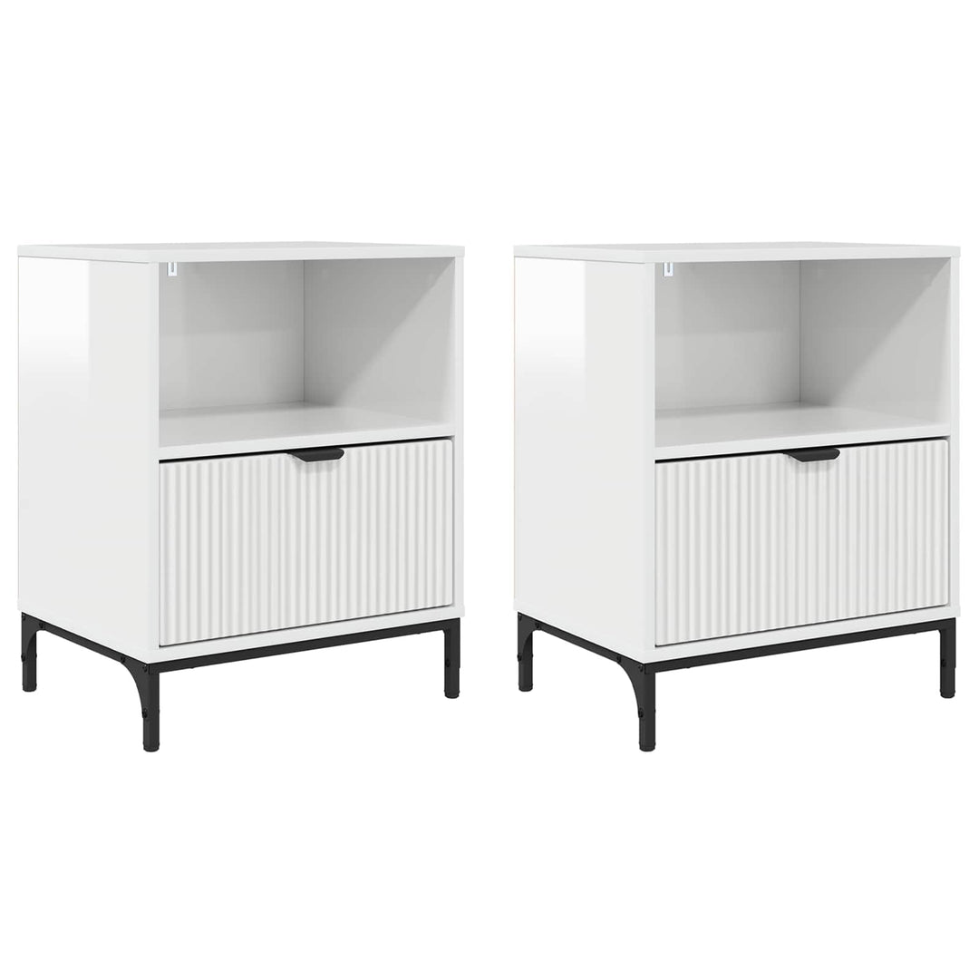 Natskab 2 pcs Hvid højglans 49 x 36 x 61 cm Konstrueret træ