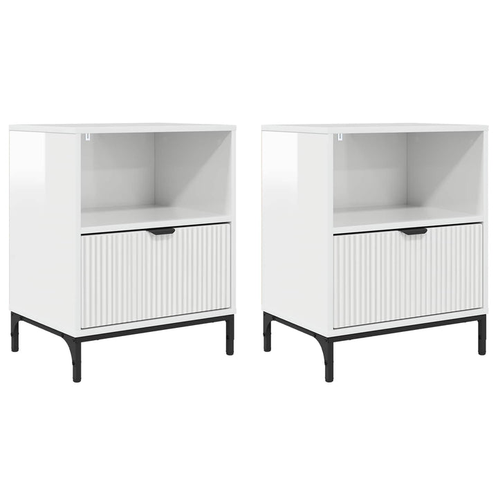 Natskab 2 pcs Hvid højglans 49 x 36 x 61 cm Konstrueret træ