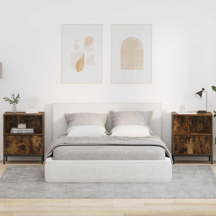 Natskab 2 pcs Røget eg 49 x 36 x 61 cm Konstrueret træ