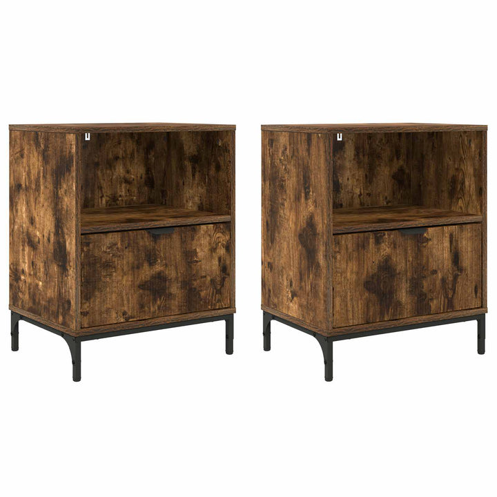 Natskab 2 pcs Røget eg 49 x 36 x 61 cm Konstrueret træ