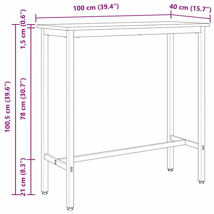bord Sonoma eg 100 x 40 x 100,5 cm Ingeniørtræ og stål
