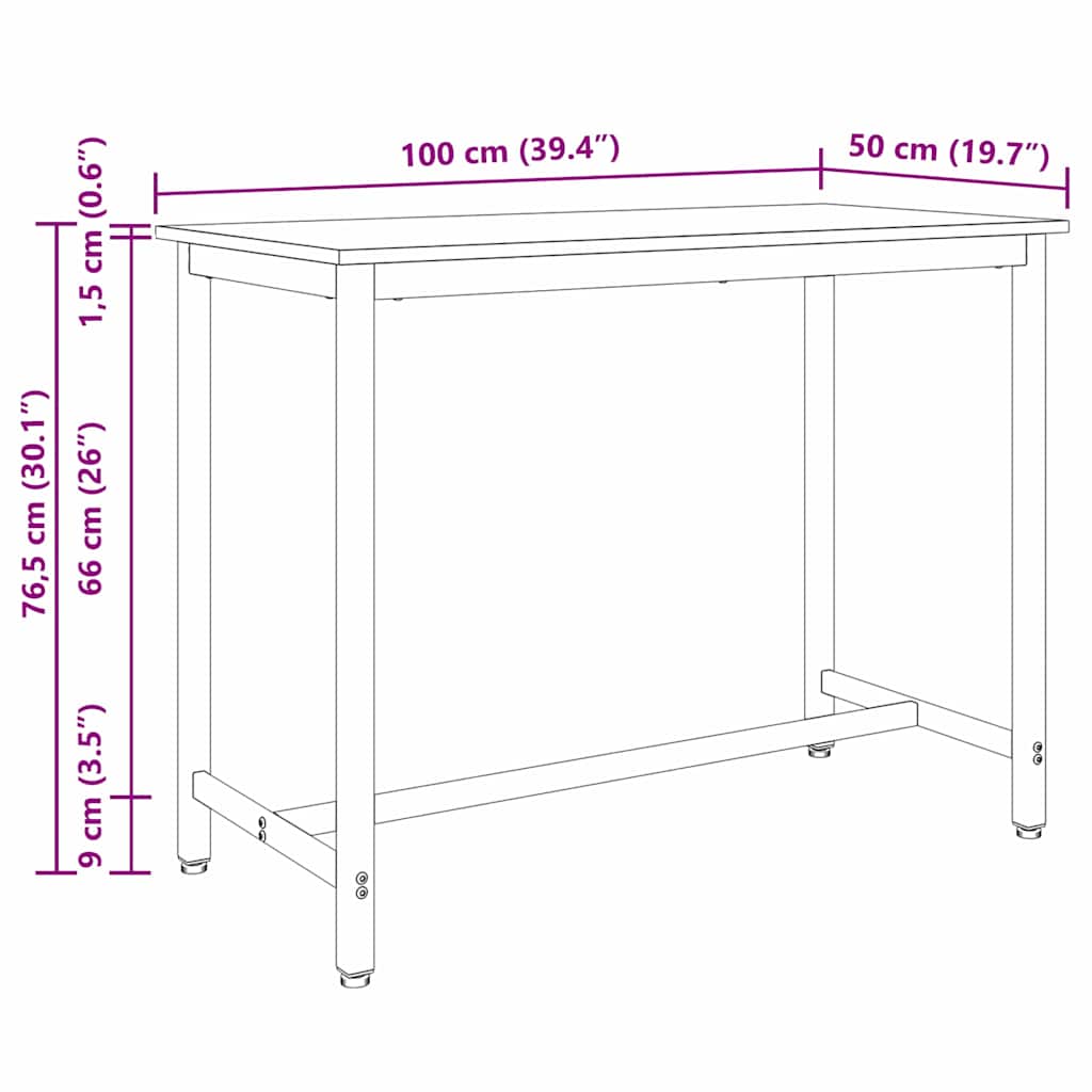 bord Artisan Egetræ 100 x 50 x 76,5 cm Ingeniørtræ og stål