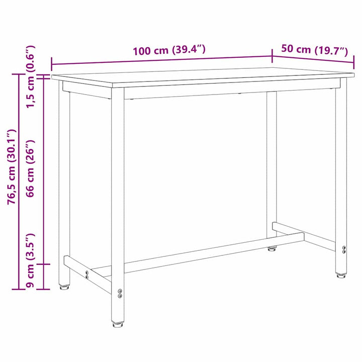 bord Artisan Egetræ 100 x 50 x 76,5 cm Ingeniørtræ og stål