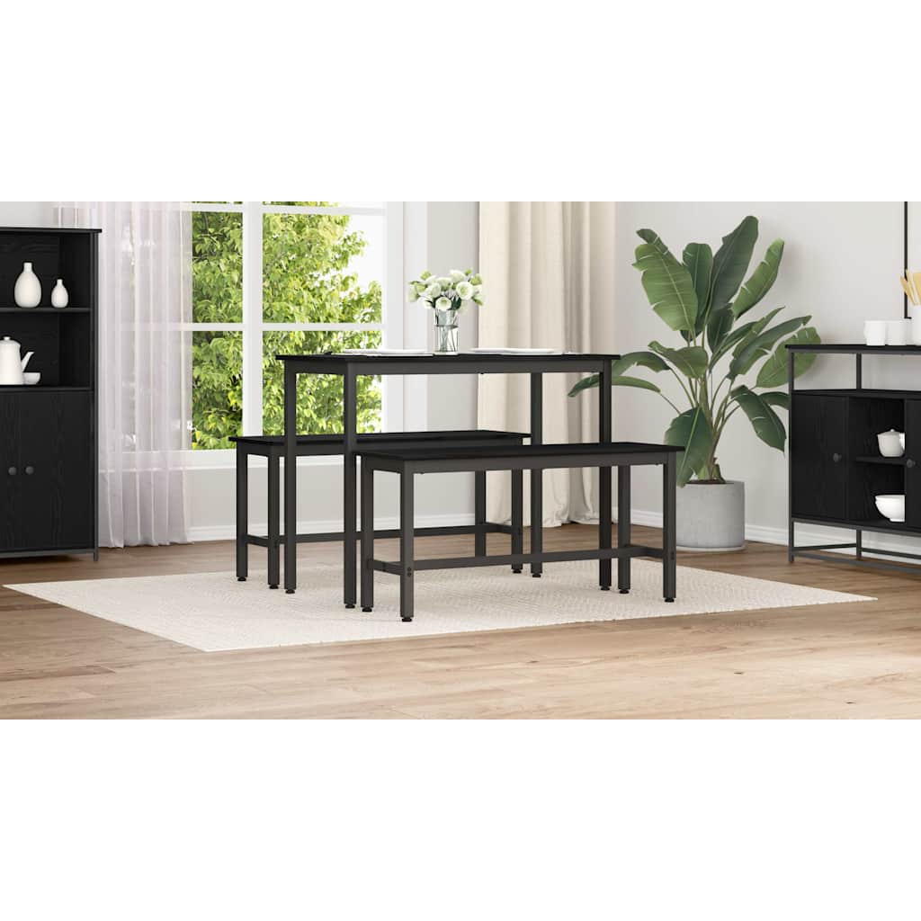 Spisebænk Sort eg 100 x 32,5 x 48,5 cm Ingeniørtræ og stål
