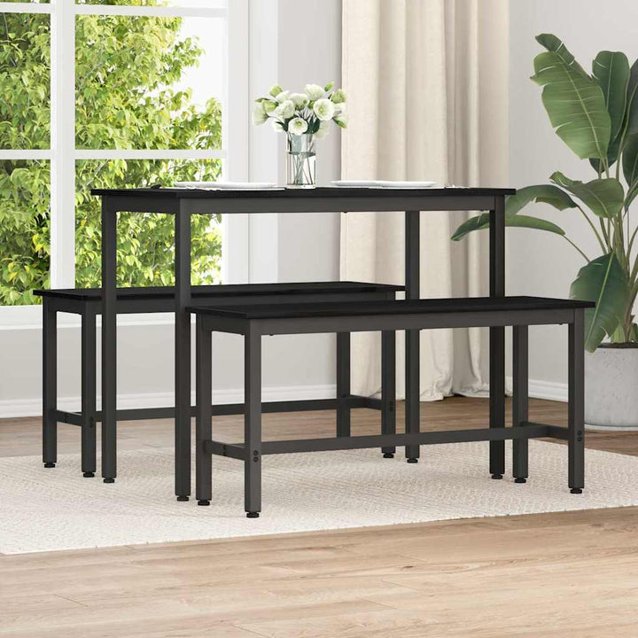 Spisebænk 2 pcs Sort eg 100 x 32,5 x 48,5 cm