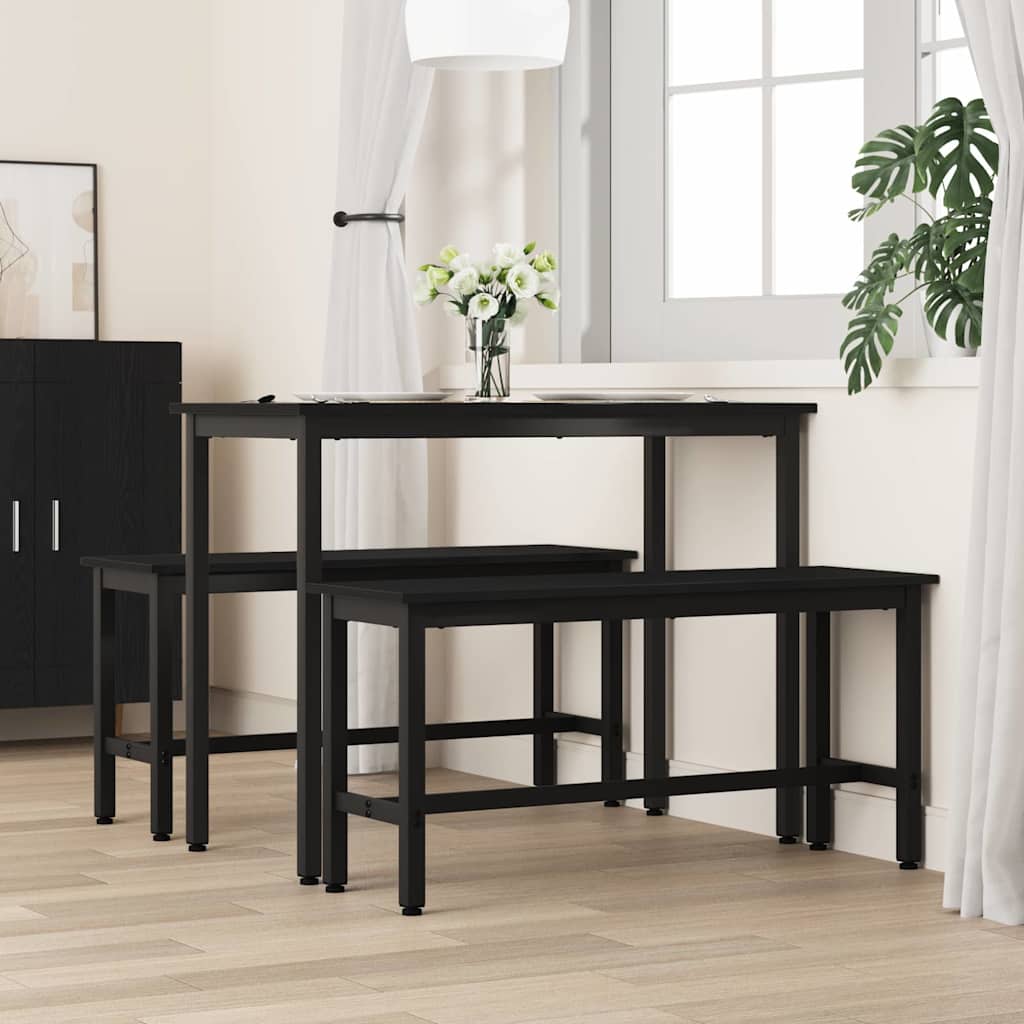 Spisebænk 2 pcs Sort eg 100 x 32,5 x 48,5 cm