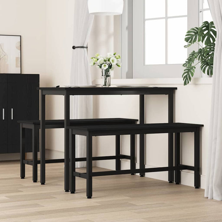 Spisebænk 2 pcs Sort eg 100 x 32,5 x 48,5 cm