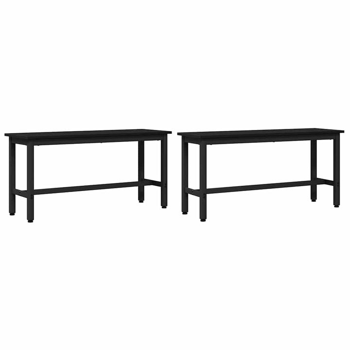 Spisebænk 2 pcs Sort eg 100 x 32,5 x 48,5 cm