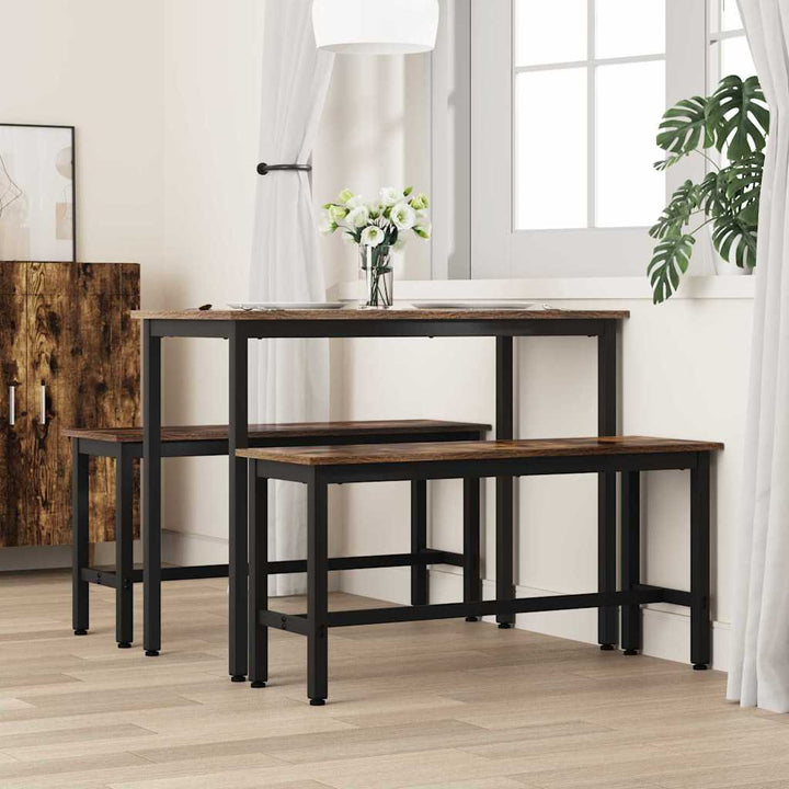 Spisebænk Røget eg 100 x 32,5 x 48,5 cm Ingeniørtræ og stål