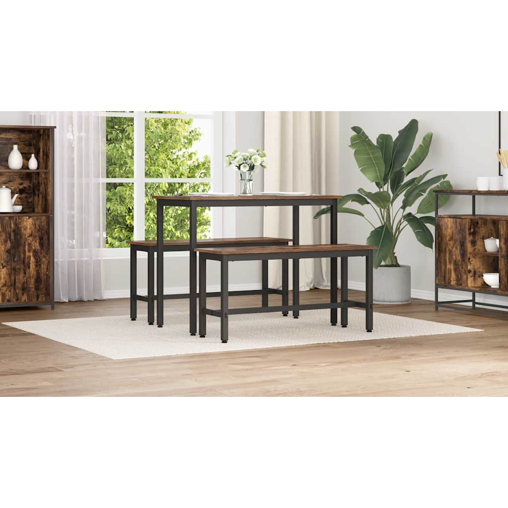 Spisebænk 2 pcs Røget eg 100 x 32,5 x 48,5 cm