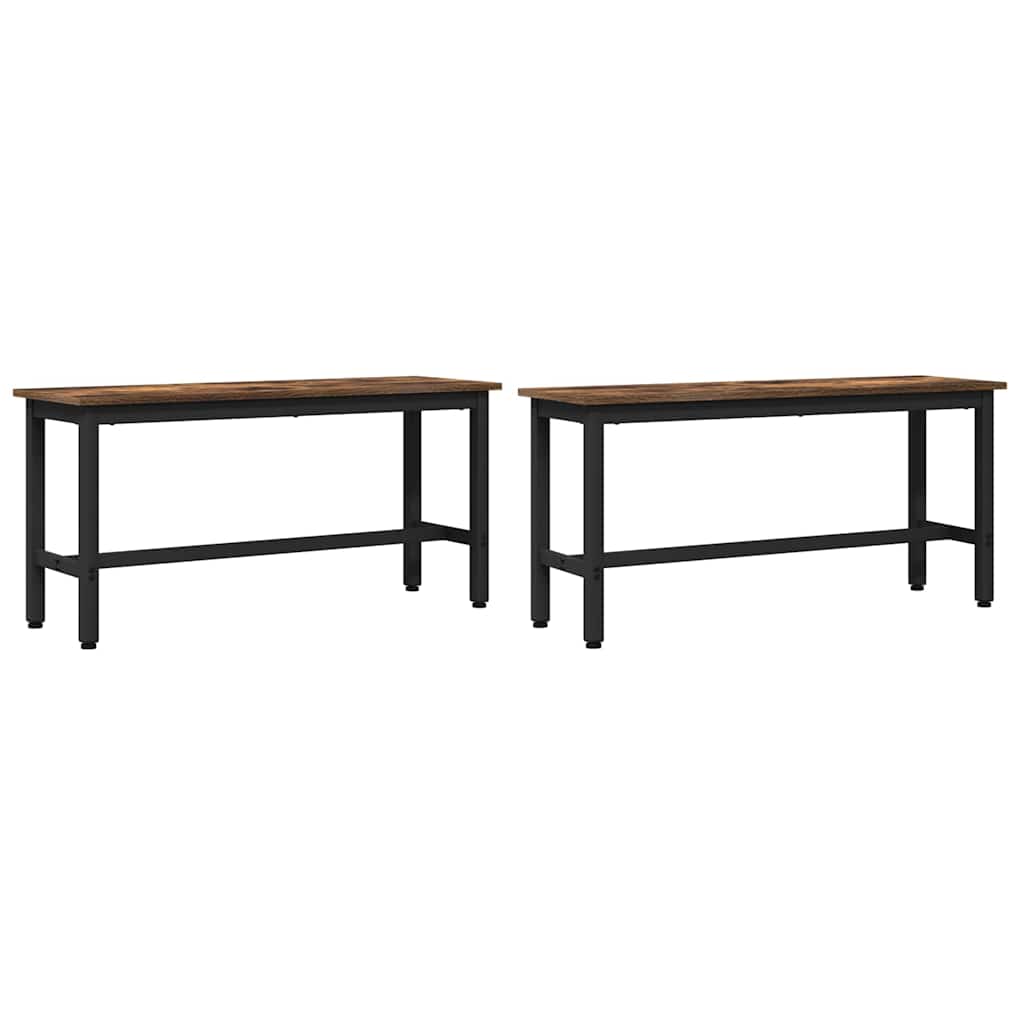 Spisebænk 2 pcs Røget eg 100 x 32,5 x 48,5 cm