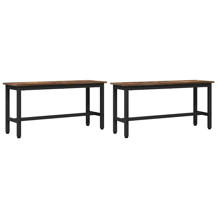Spisebænk 2 pcs Røget eg 100 x 32,5 x 48,5 cm