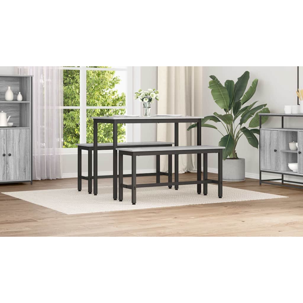 Spisebænk 2 pcs Grå Sonoma 100 x 32,5 x 48,5 cm