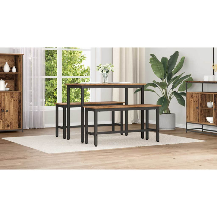 Spisebænk Gammelt træ 100 x 32,5 x 48,5 cm Ingeniørtræ og stål