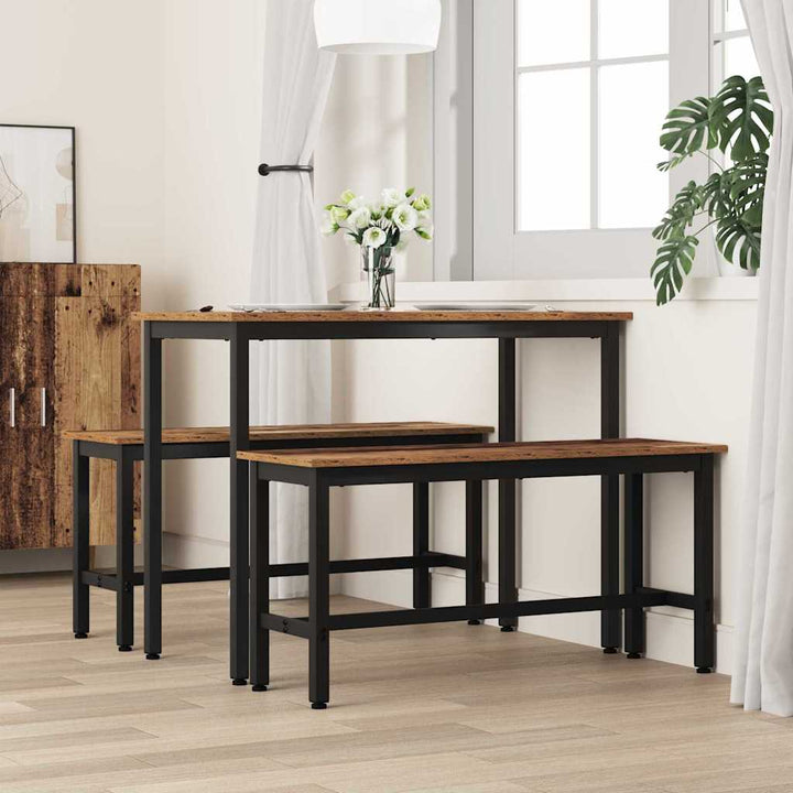 Spisebænk Gammelt træ 100 x 32,5 x 48,5 cm Ingeniørtræ og stål