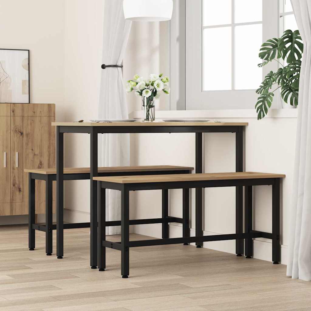 Spisebænk 100 x 32,5 x 48,5 cm 2 stk. Ingeniørtræ og stål