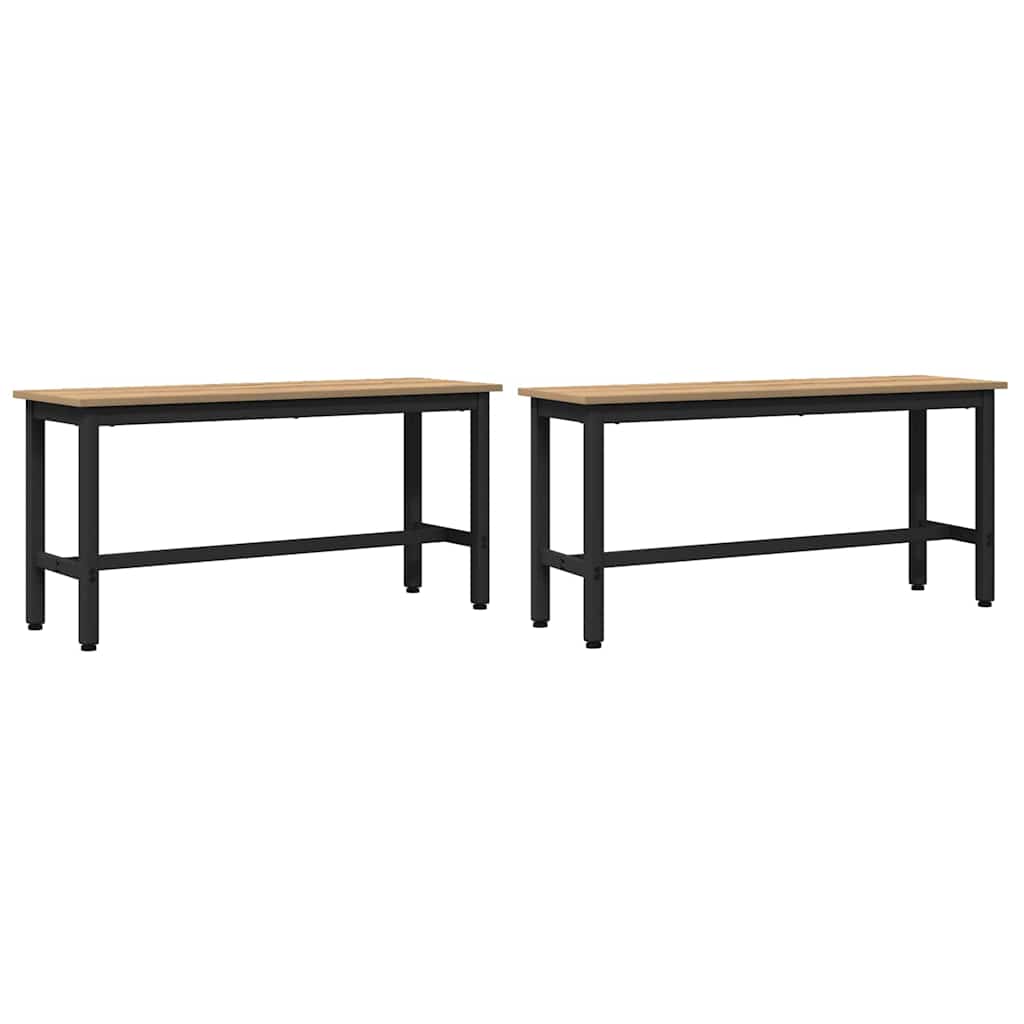 Spisebænk 100 x 32,5 x 48,5 cm 2 stk. Ingeniørtræ og stål