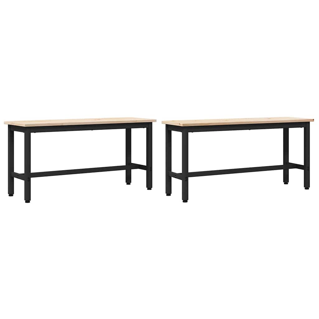 Spisebænke 2 pcs Naturfarvet 100 x 32,5 x 49 cm