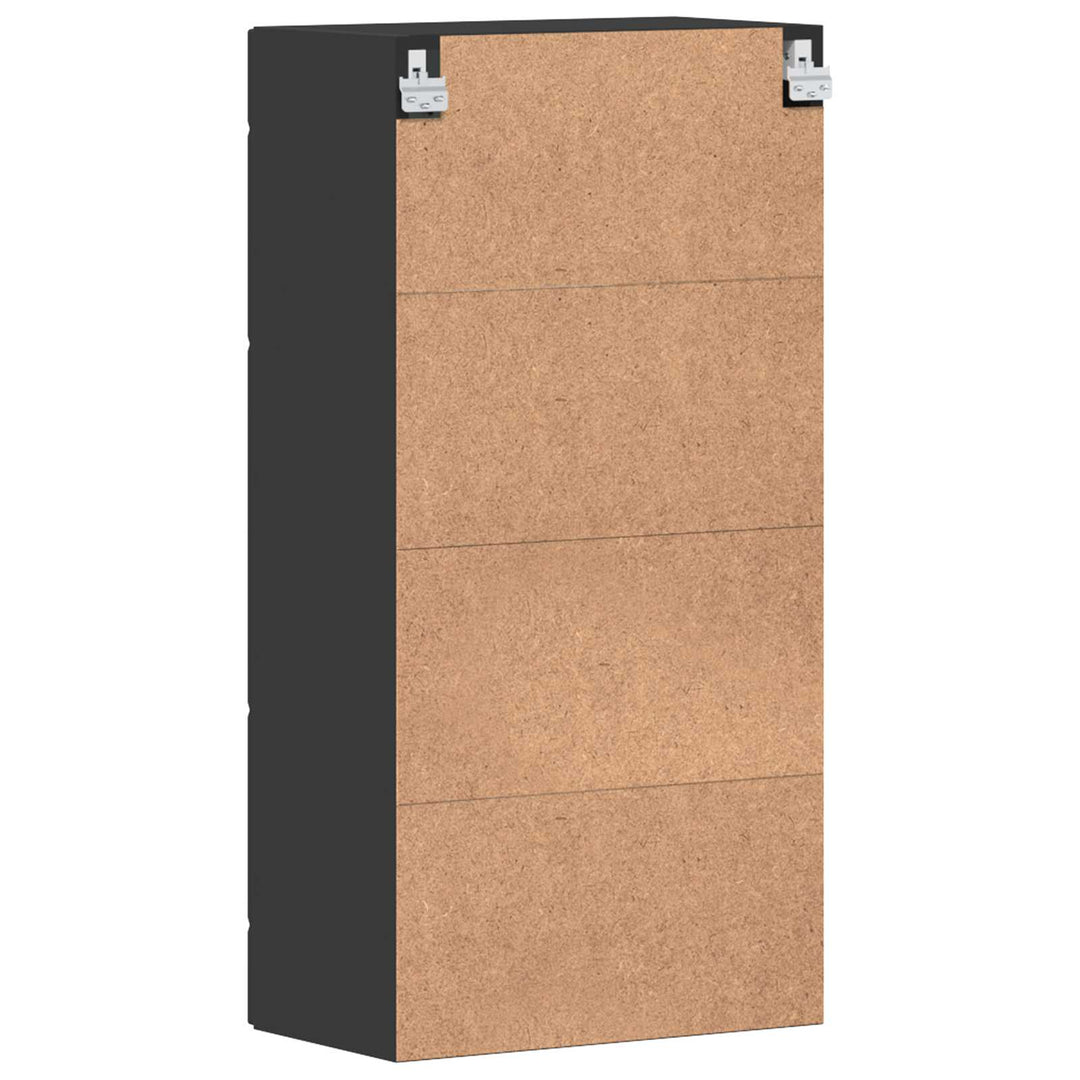 Træskab med opbevaring Sort 50 x 29 x 100 cm Konstrueret træ