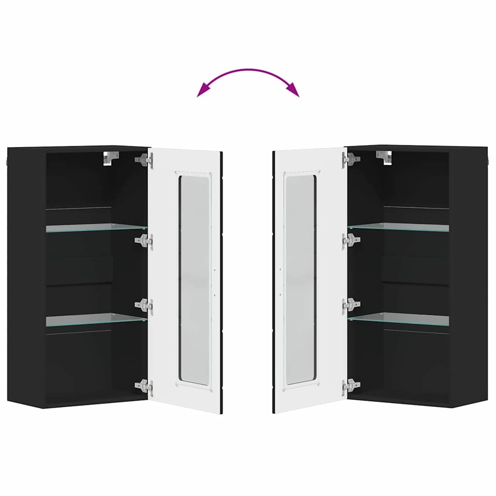 Træskab med opbevaring Sort 50 x 29 x 100 cm Konstrueret træ