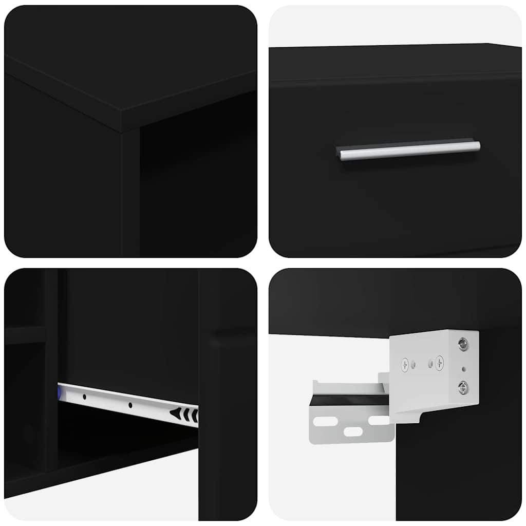 Træskab med skuffe Sort 150 x 39 x 30 cm Konstrueret træ