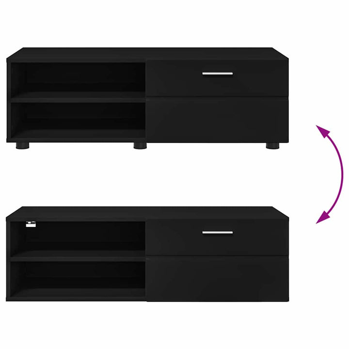 Træskab med skuffe Sort 100,5 x 39 x 30 cm Konstrueret træ